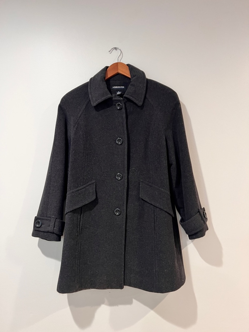 London Fog Black Wool Pea Coat